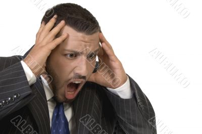 businessman shouting in tension