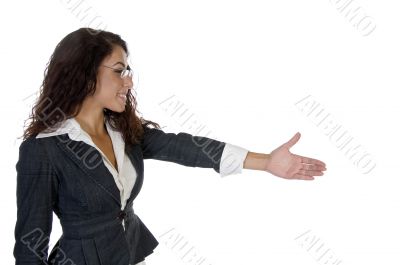 charming lady offering hand shake charming lady offering hand shake