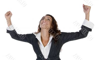 woman with raising hands