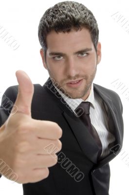 businessman gesturing thumbs up