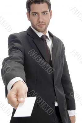 businessman showing his visiting card