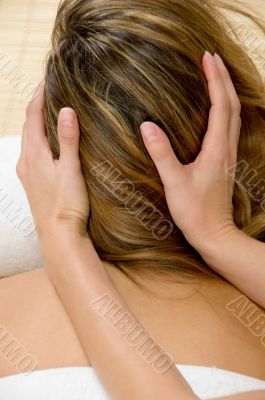 beautician hands giving head massage
