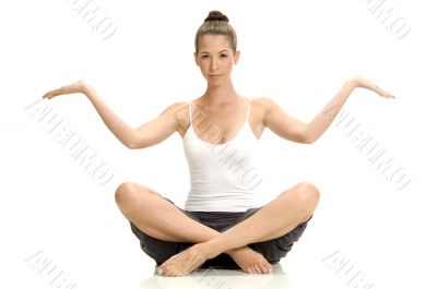 female doing yoga