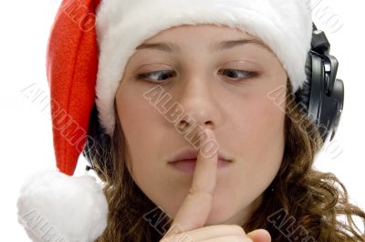 woman instructing to keep silent