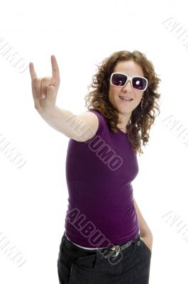 young lady showing hand gesture