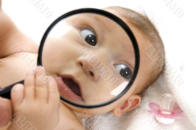 baby`s magnified face