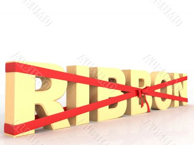 three dimensional wrapped ribbon text