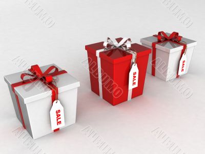 three dimensional wrapped gift boxes