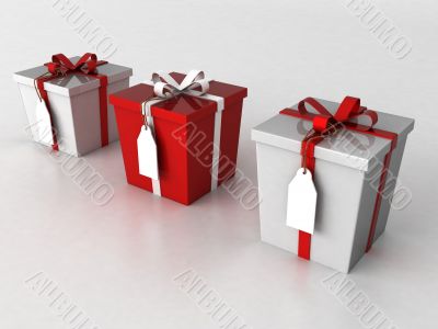  three dimensional wrapped gift boxes