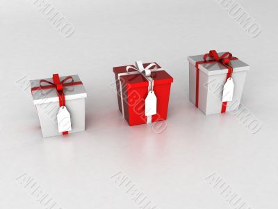 three dimensional wrapped gift boxes