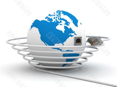 Global communication in the world. 3D image.