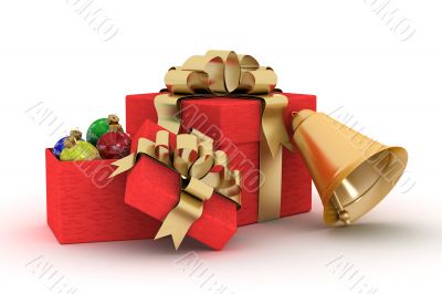 Gift set on a white background. 3D image. Gift set on a white background. 3D image.