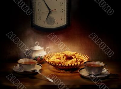 Still-life with two cups of tea