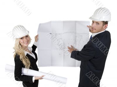 engineers reviewing blueprint
