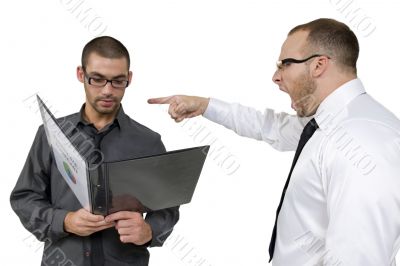 employee getting scolded from his senior