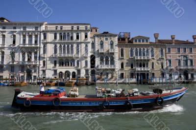 transport boat and buildings at grand canal