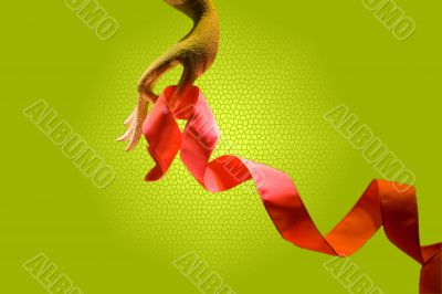 Hand with ribbon