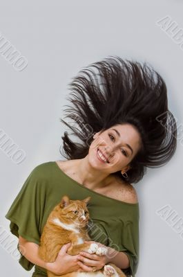 Woman holding cat Woman holding cat