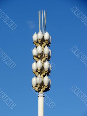 Moscow. White lantern in the form of wheat stalk.