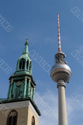 Berlin TV tower and Church