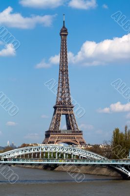 Eifel tower and railway bridge in Paris