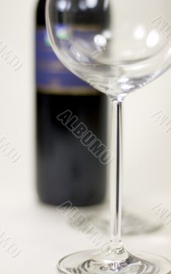 red wine glasses and bottle