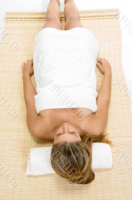 aerial view of relaxing lady