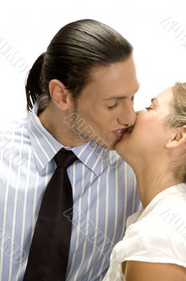 kissing couple posing