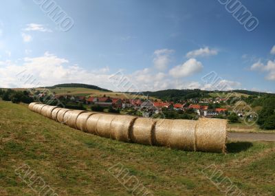 Haybales in a german landscape in Hesse