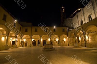 Ascoli Piceno - Illuminated cloister at night