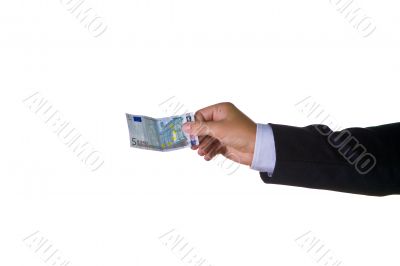 A business man with fifty euro in his hand