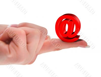 At symbol on finger At symbol on finger