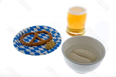 Munich October celebration with beer, cracknel and veal sausage