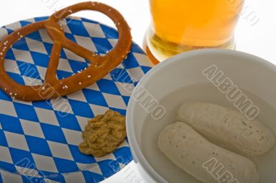 Munich October celebration with beer, cracknel and veal sausage