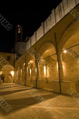 Ascoli Piceno - Illuminated cloister at night Ascoli Piceno - Illuminated cloister at night
