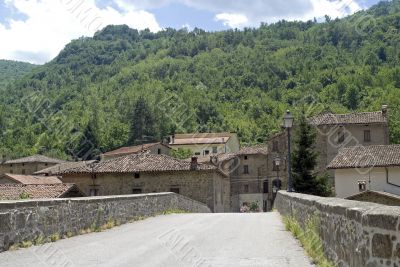 Bridge over the Tronto river and old village