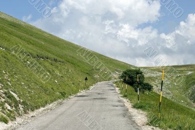 Mountain Road in the Park of Monti Sibillini Mountain Road in the Park of Monti Sibillini