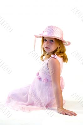little princess sitting on white background