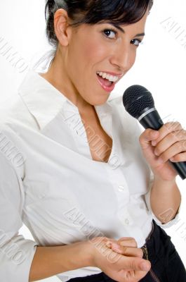 female singer with microphone