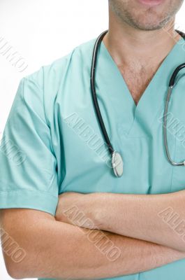 chest view of young doctor