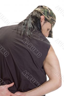 male posing from back side