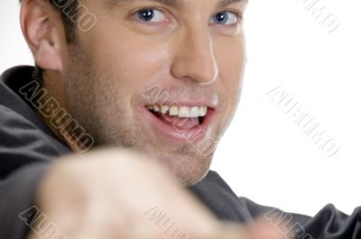 happy man looking at camera