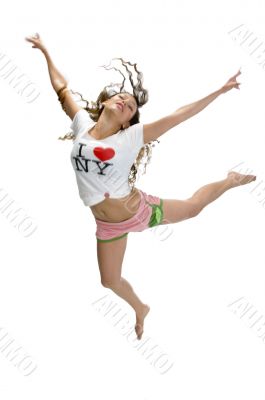 woman in flying pose