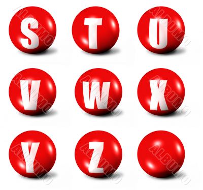 alphabet made of red 3D spheres alphabet made of red 3D spheres