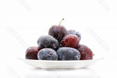 plums on dish