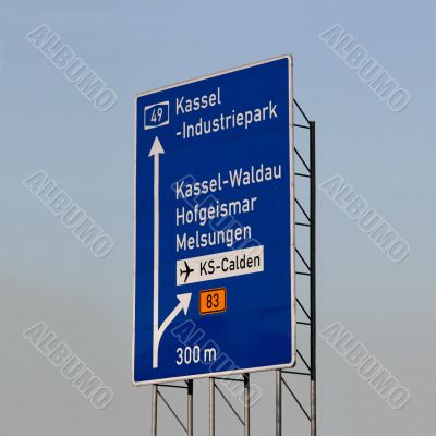 Sign on a german highway in Kassel/Germany Sign on a german highway in Kassel/Germany