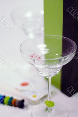 empty glasses and box