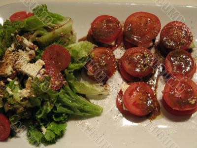 tomato dish and salad