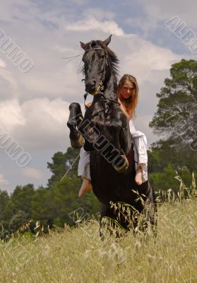 rearing horse and teen