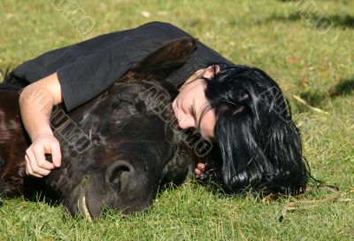 horse laid down and teen